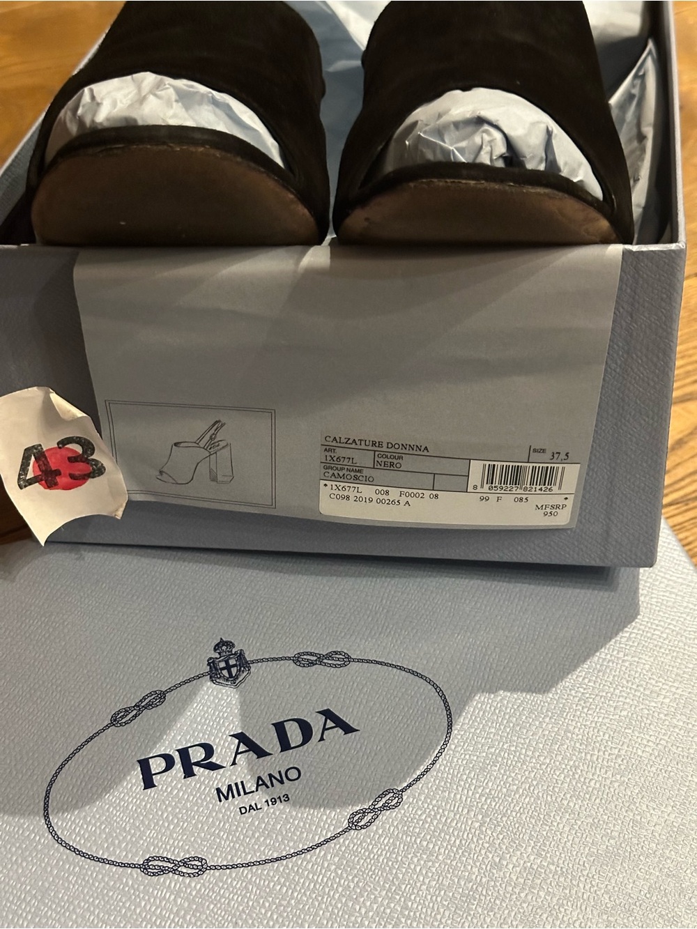 Prada Black Suede Ankle-Strap Block Heels - Picture 10 of 15